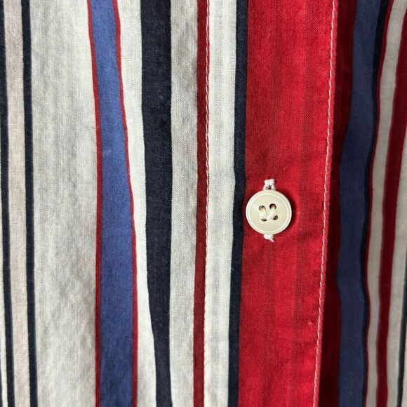 First Issue Liz Claiborne red white blue cotton lightweight button shirt 18/20 - Picture 4 of 10